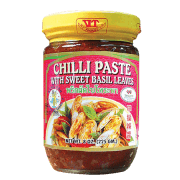 chilli paste with sweet basil leaves